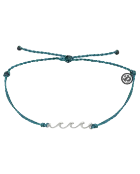 Delicate Wave Silver Bracelet in Mediterranean Green