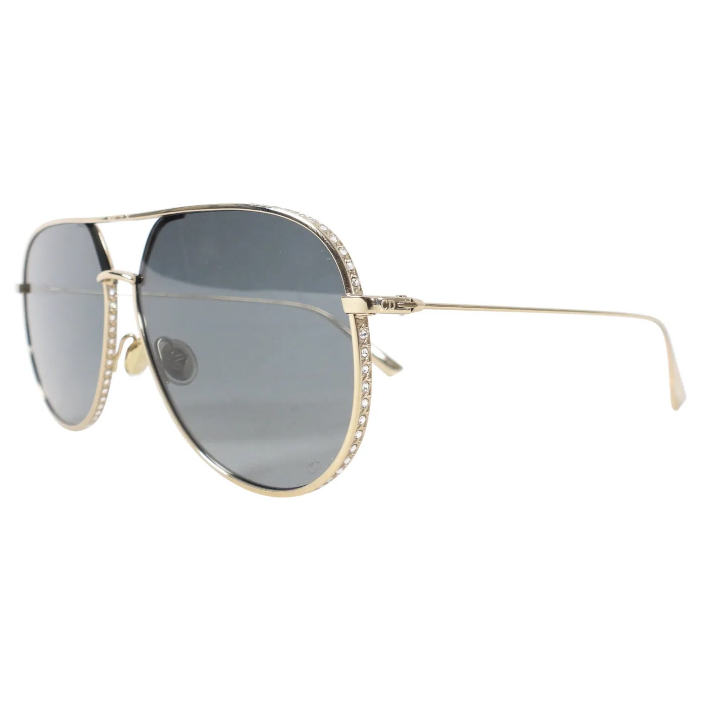 Dior Gold and Rhinestone Trim Aviator Sunglasses