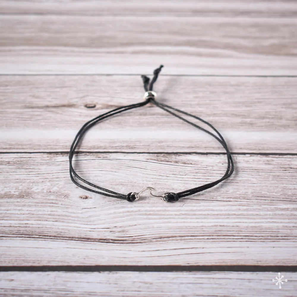 Double Cord Bracelet - Wave Small Black