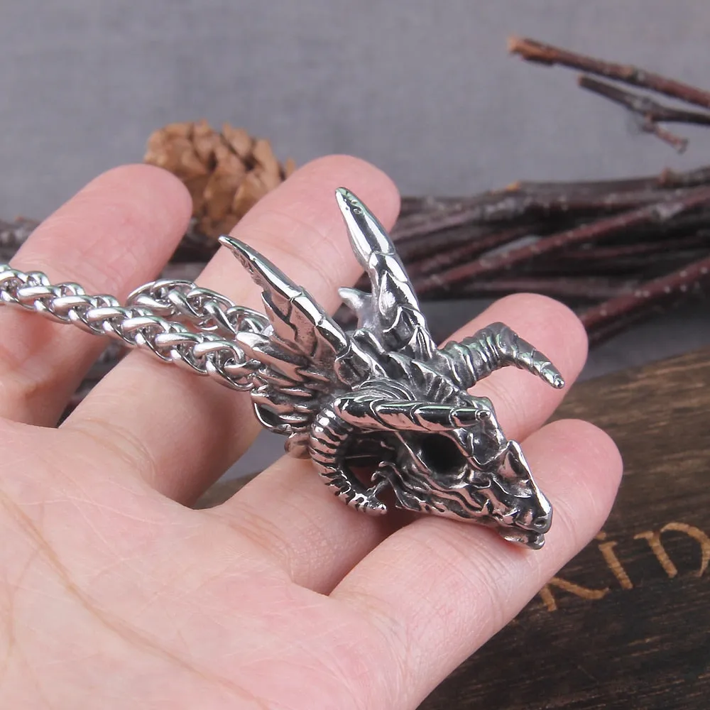 Dragon Pendant Necklaces Stainless Steel Jewelry Skull Head Necklace