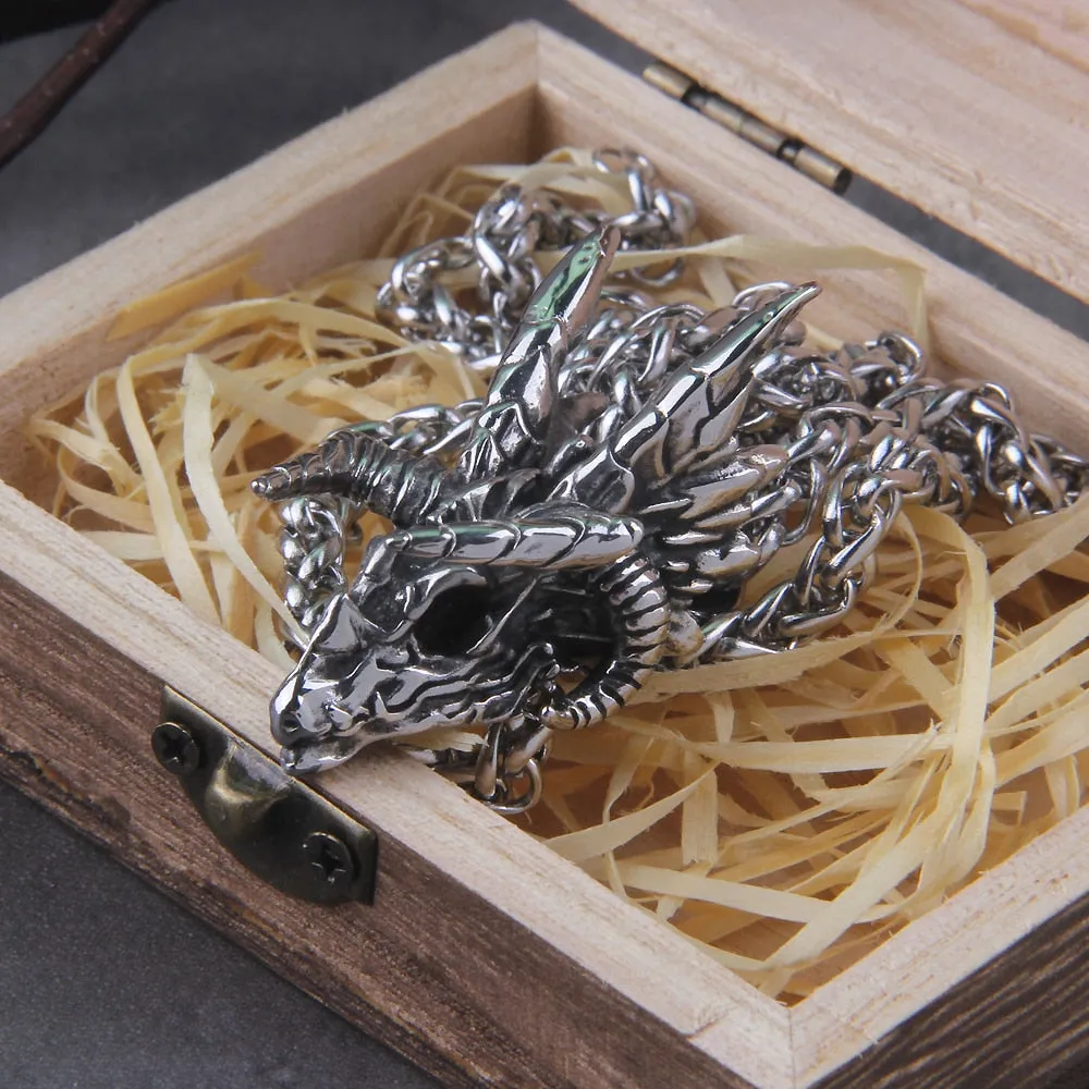 Dragon Pendant Necklaces Stainless Steel Jewelry Skull Head Necklace