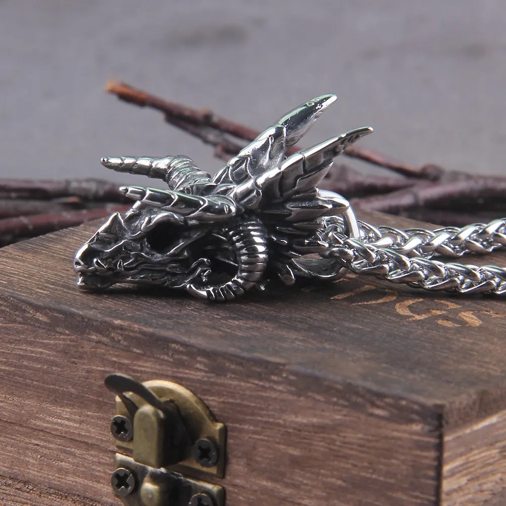 Dragon Pendant Necklaces Stainless Steel Jewelry Skull Head Necklace
