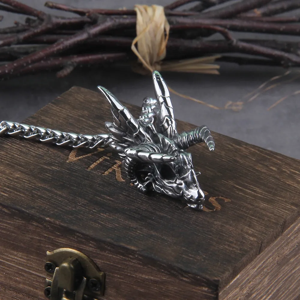 Dragon Pendant Necklaces Stainless Steel Jewelry Skull Head Necklace