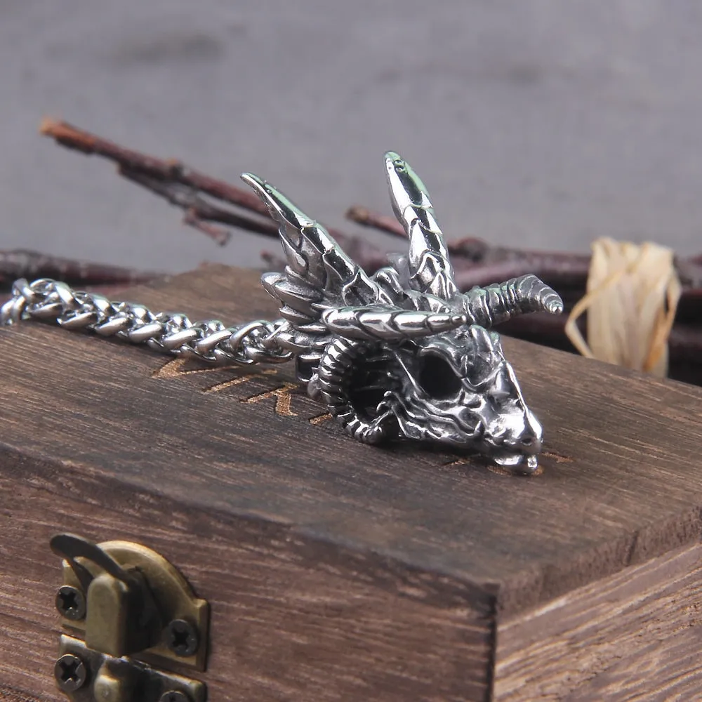 Dragon Pendant Necklaces Stainless Steel Jewelry Skull Head Necklace