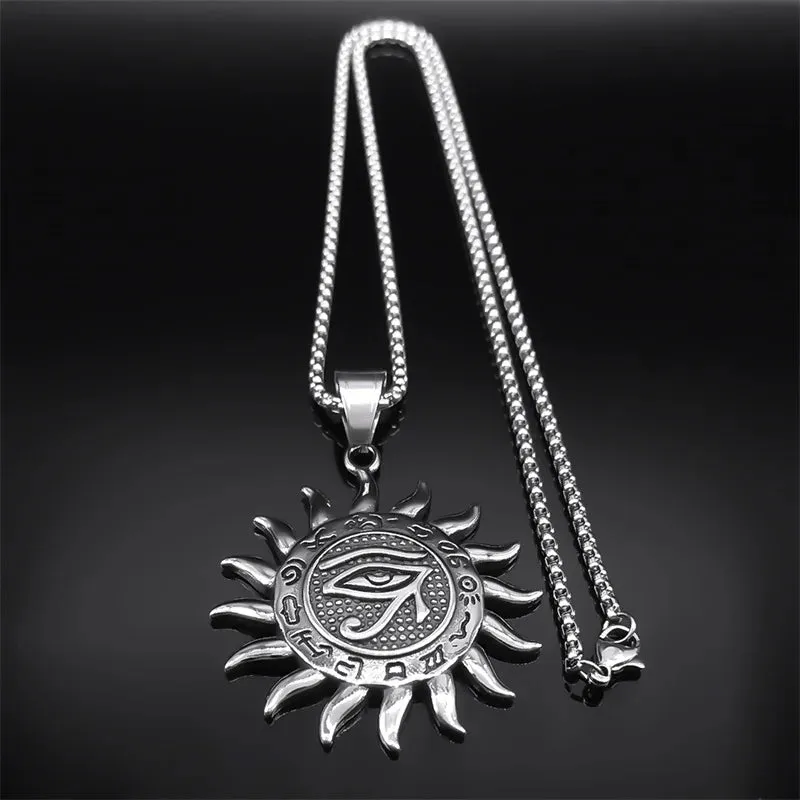 Egypt Eye of Horus Sun God Pendant Necklace for Women Men