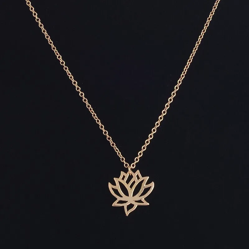 Elegant Vivid Lotus flower Pendant Necklaces for Women