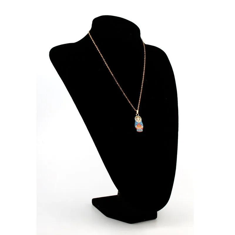 Enamel Russian Dolls Pendant Necklace for Women