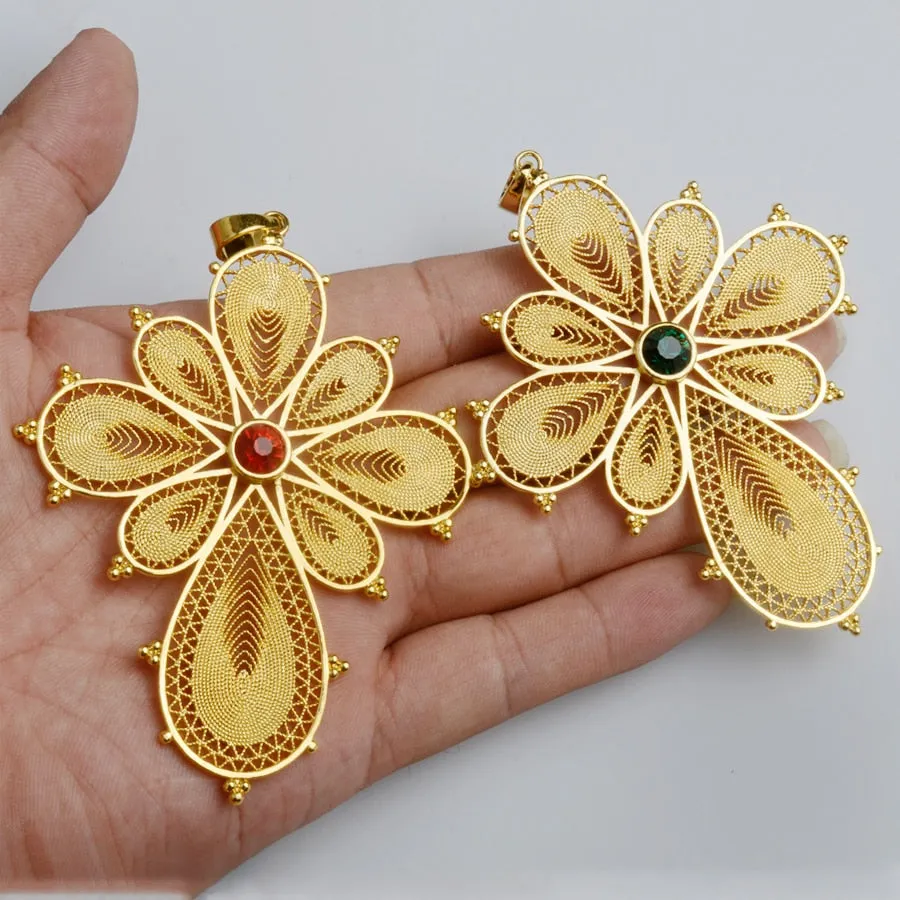 Ethiopian Big Cross Pendant Necklaces