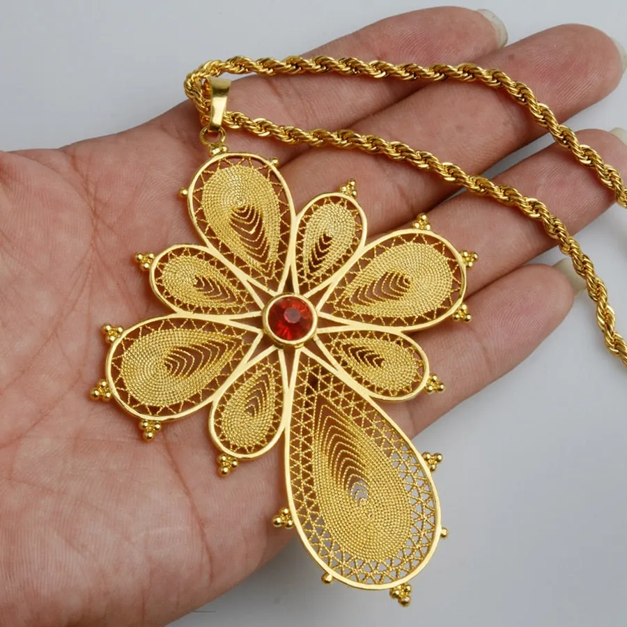 Ethiopian Big Cross Pendant Necklaces