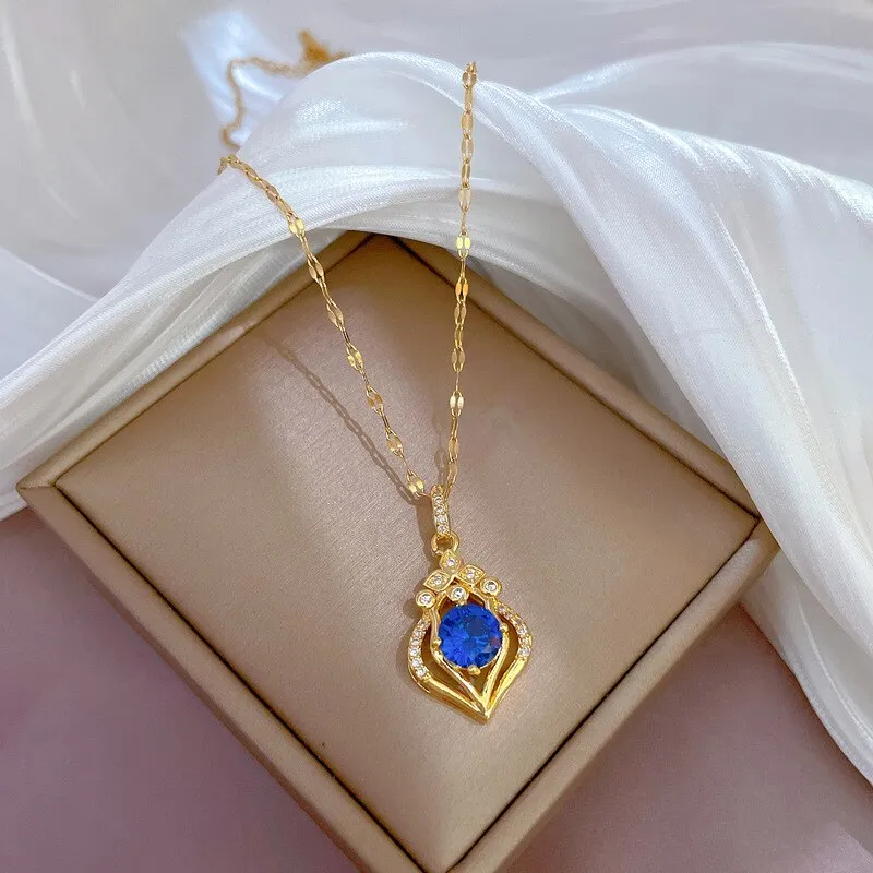 Fashion Kpop Luxury Waterdrop Crystal Choker Necklaces For Women
