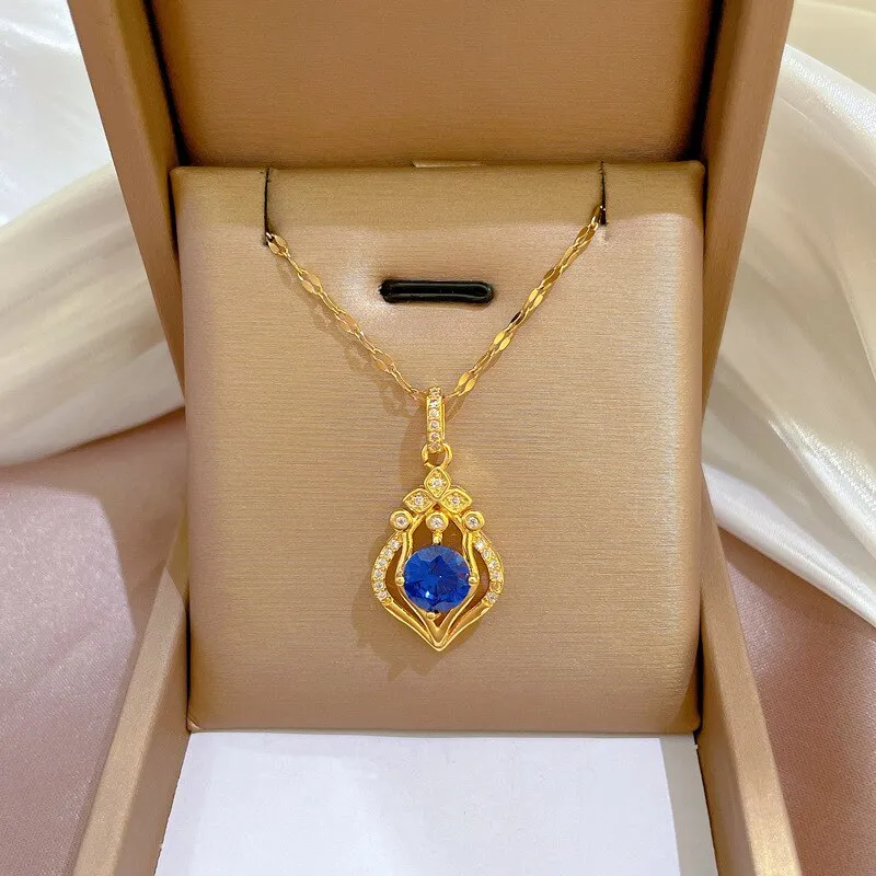 Fashion Kpop Luxury Waterdrop Crystal Choker Necklaces For Women