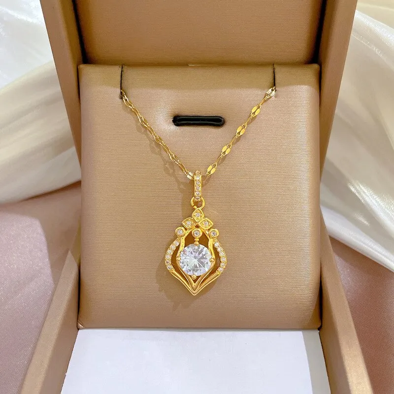 Fashion Kpop Luxury Waterdrop Crystal Choker Necklaces For Women
