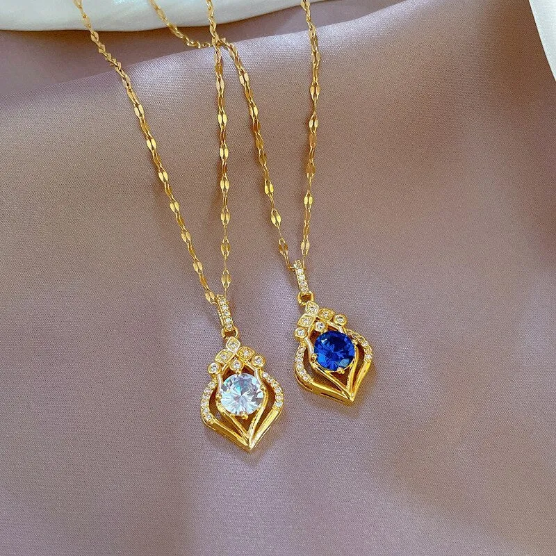 Fashion Kpop Luxury Waterdrop Crystal Choker Necklaces For Women