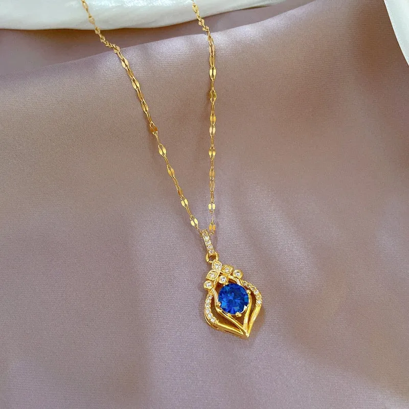 Fashion Kpop Luxury Waterdrop Crystal Choker Necklaces For Women