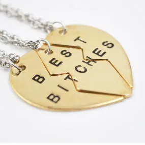 fashion "best bitches for you" pendant necklace for best friends sterling silver&golden chain necklace vintage women necklace