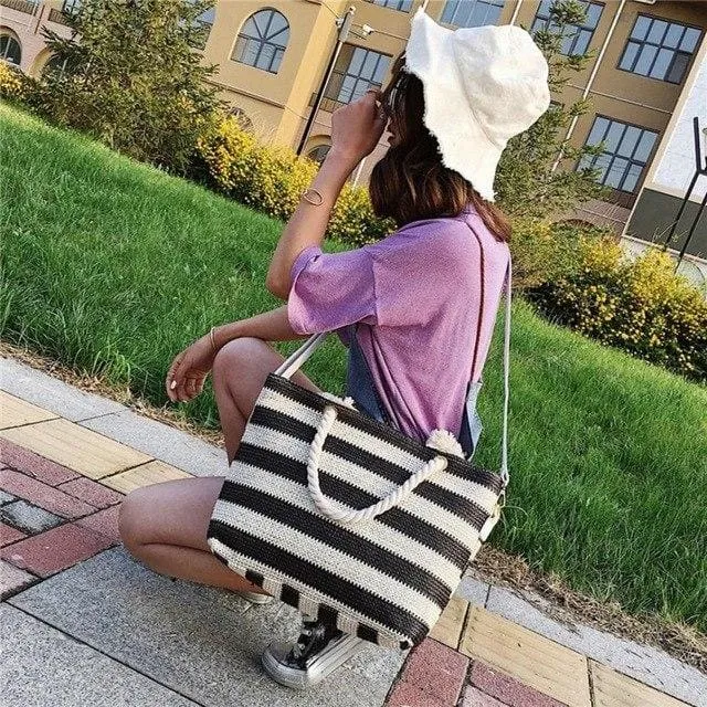 Fashion Women handbag Stripe Crossbody Bags Simple