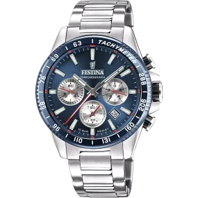 Festina Quartz Chrono Date 100M WR Navy Dial & Bezel Stainless Steel Case & Bracelet