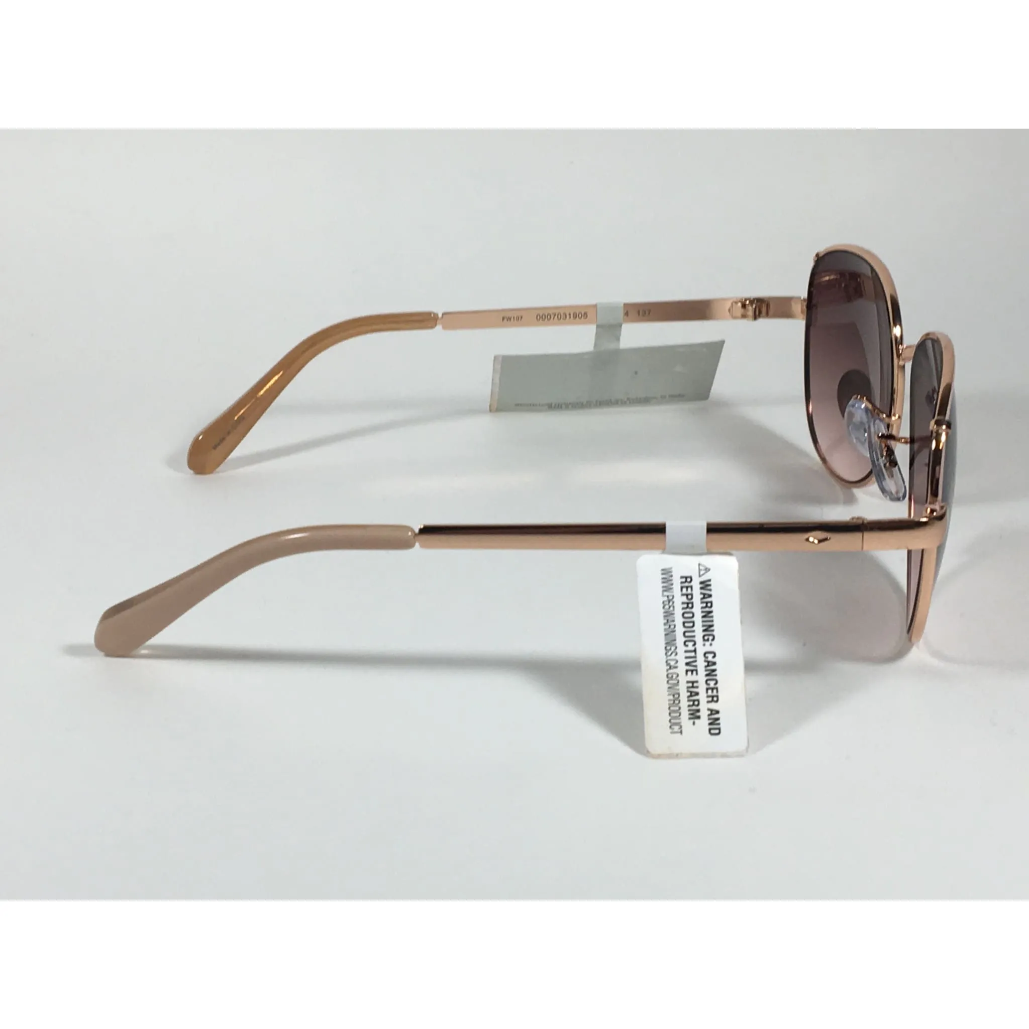 Fossil FW107 Aviator Sunglasses Rose Gold Metal Frame Brown Pink Gradient Lens