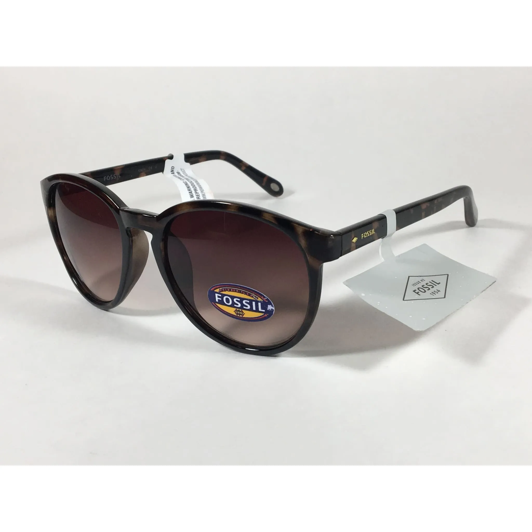 Fossil FW95 Aviator Keyhole Sunglasses Brown Tortoise Frame Brown Gradient Lens