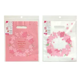 Frost Plastic Handle Bag - Cherry Blossom - 8pcs - 9.05in X 7.48in - 23cm X 19cm