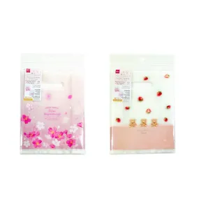 Frost Plastic Handle Bag with Side Gusset Cherry Blossom and Bear 7.48in x 5.51in x 1.96in