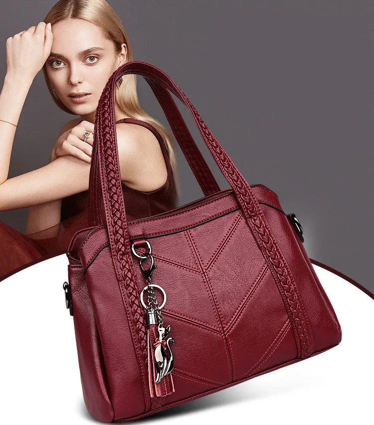 Genuine Leather Tote Tassel Shoulder Bags