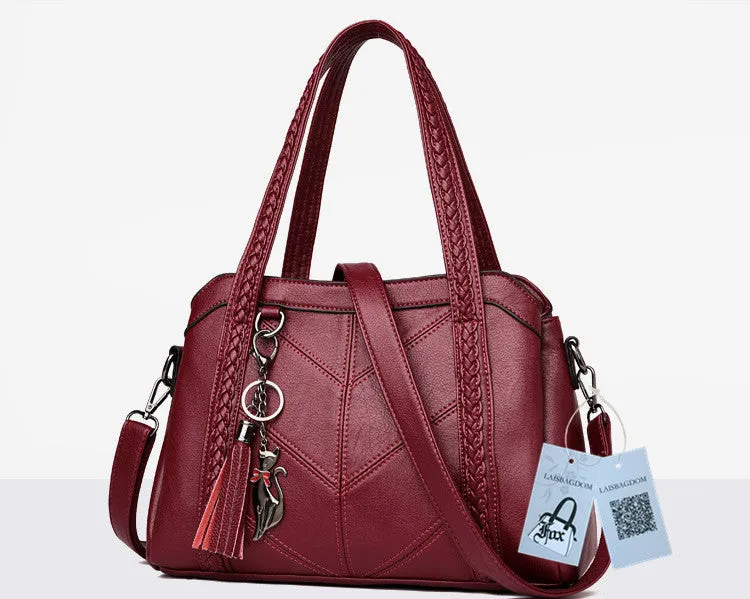 Genuine Leather Tote Tassel Shoulder Bags