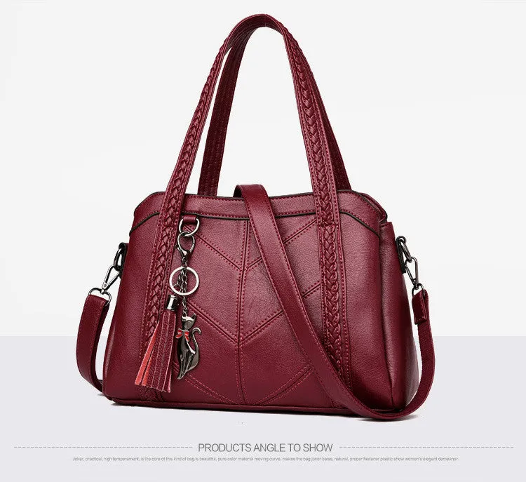 Genuine Leather Tote Tassel Shoulder Bags