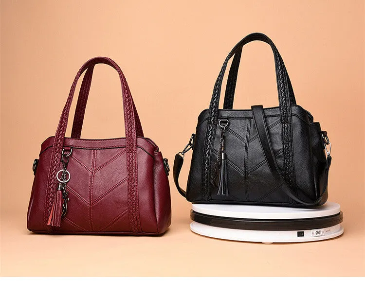 Genuine Leather Tote Tassel Shoulder Bags