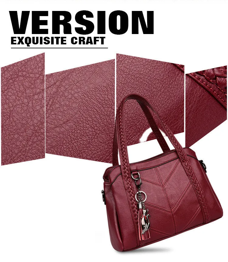 Genuine Leather Tote Tassel Shoulder Bags
