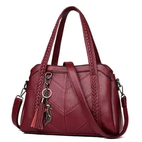 Genuine Leather Tote Tassel Shoulder Bags