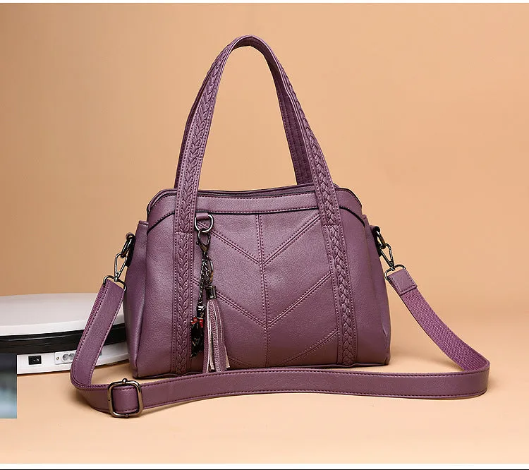 Genuine Leather Tote Tassel Shoulder Bags