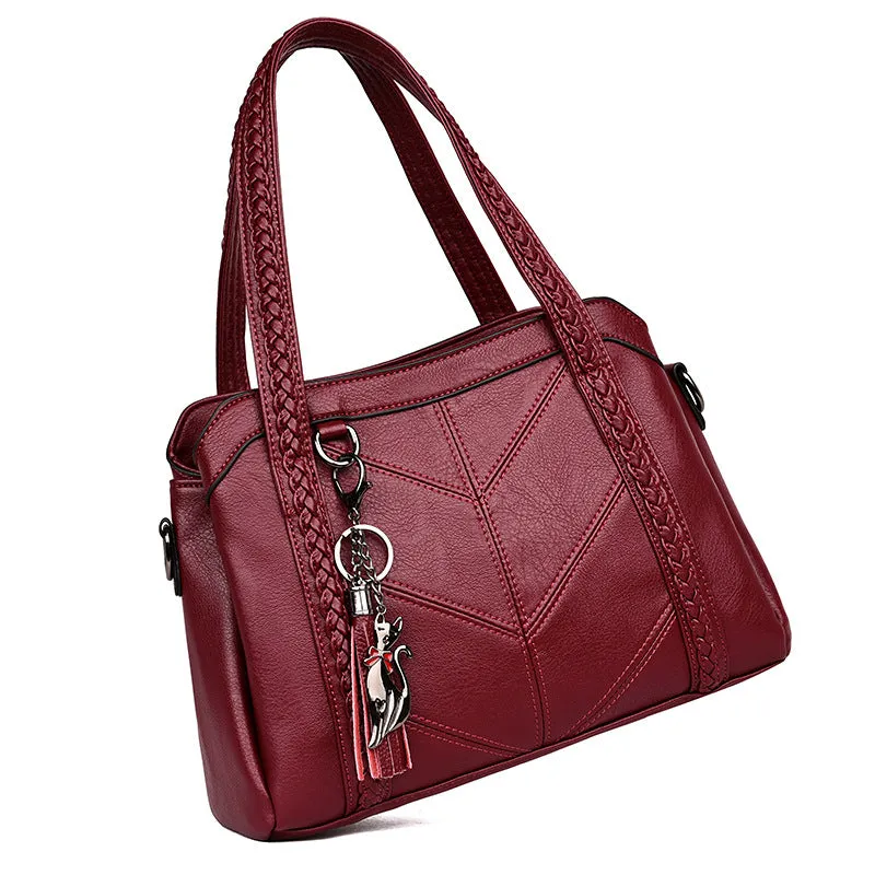 Genuine Leather Tote Tassel Shoulder Bags