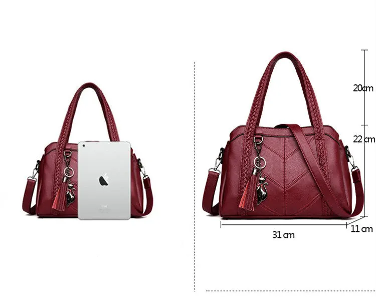 Genuine Leather Tote Tassel Shoulder Bags