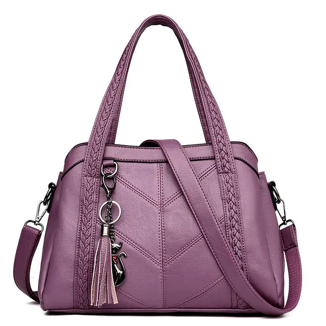 Genuine Leather Tote Tassel Shoulder Bags