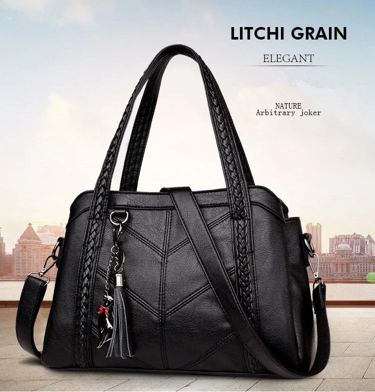 Genuine Leather Tote Tassel Shoulder Bags