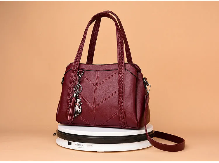 Genuine Leather Tote Tassel Shoulder Bags