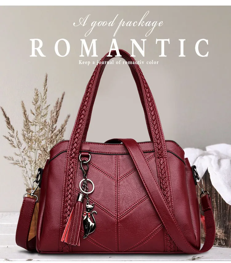 Genuine Leather Tote Tassel Shoulder Bags