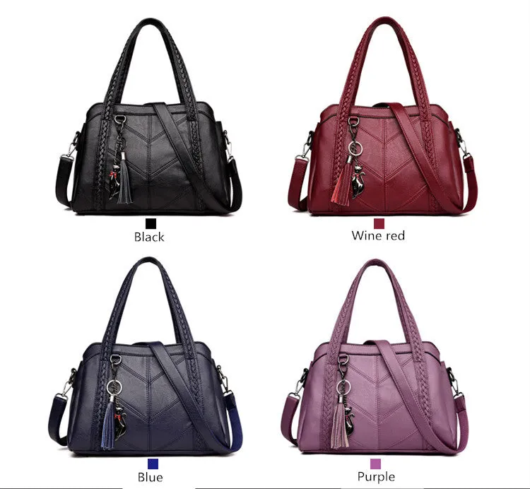 Genuine Leather Tote Tassel Shoulder Bags