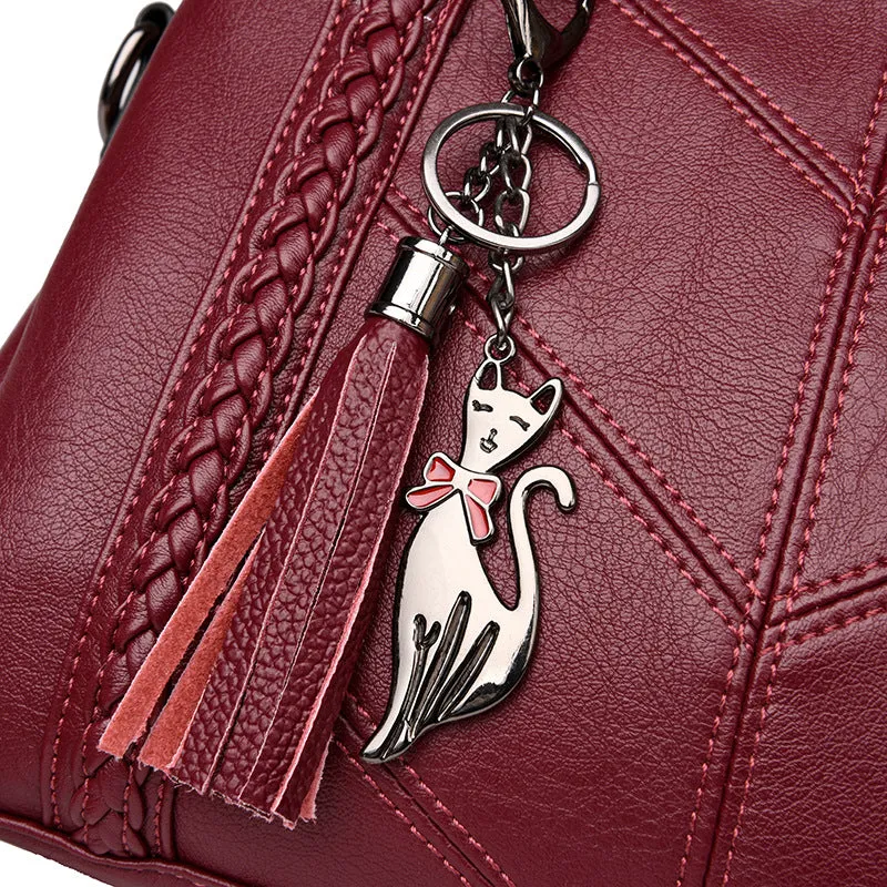 Genuine Leather Tote Tassel Shoulder Bags