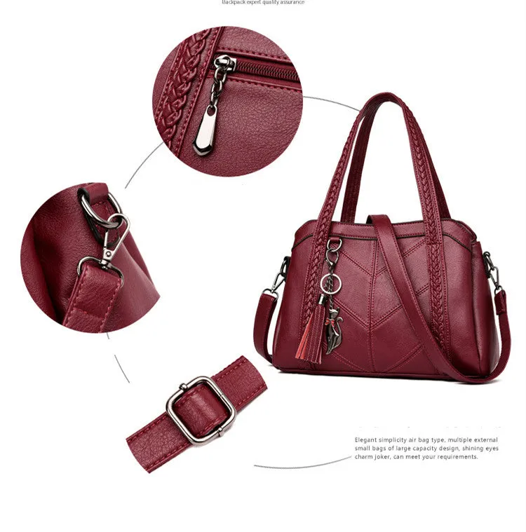 Genuine Leather Tote Tassel Shoulder Bags