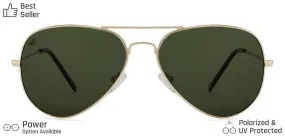 Gold Aviator Full Rim Medium Unisex Sunglasses by Vincent Chase Polarized-123978