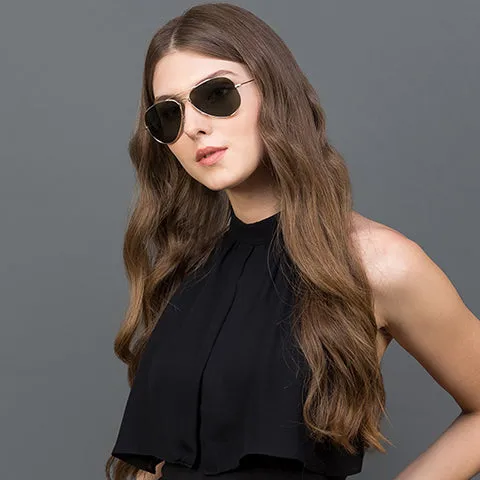 Gold Aviator Full Rim Medium Unisex Sunglasses by Vincent Chase Polarized-123978