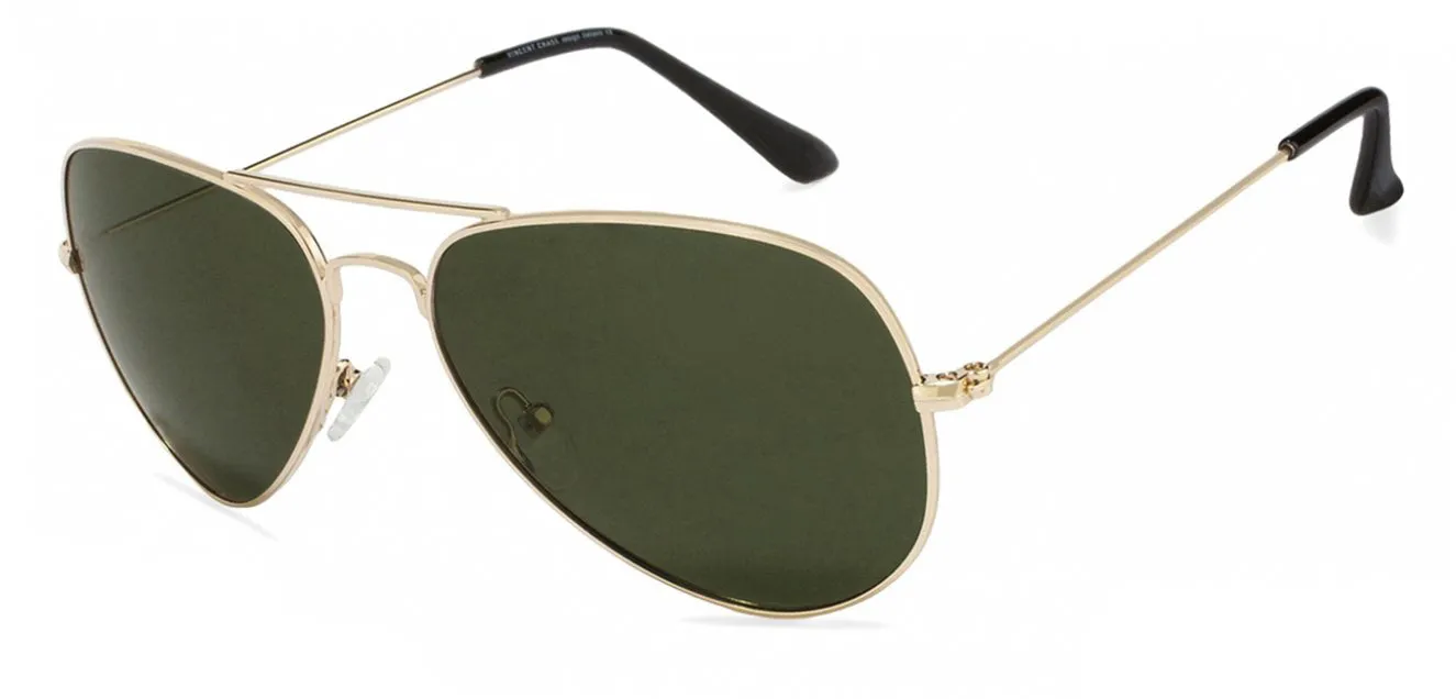 Gold Aviator Full Rim Medium Unisex Sunglasses by Vincent Chase Polarized-123978