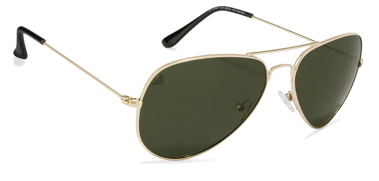Gold Aviator Full Rim Medium Unisex Sunglasses by Vincent Chase Polarized-123978