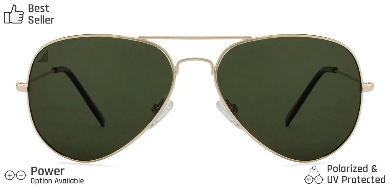 Gold Aviator Full Rim Medium Unisex Sunglasses by Vincent Chase Polarized-123978
