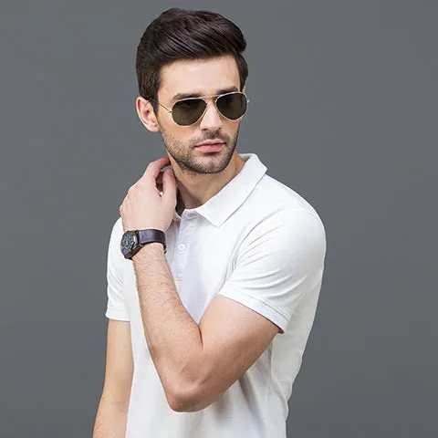 Gold Aviator Full Rim Medium Unisex Sunglasses by Vincent Chase Polarized-123978