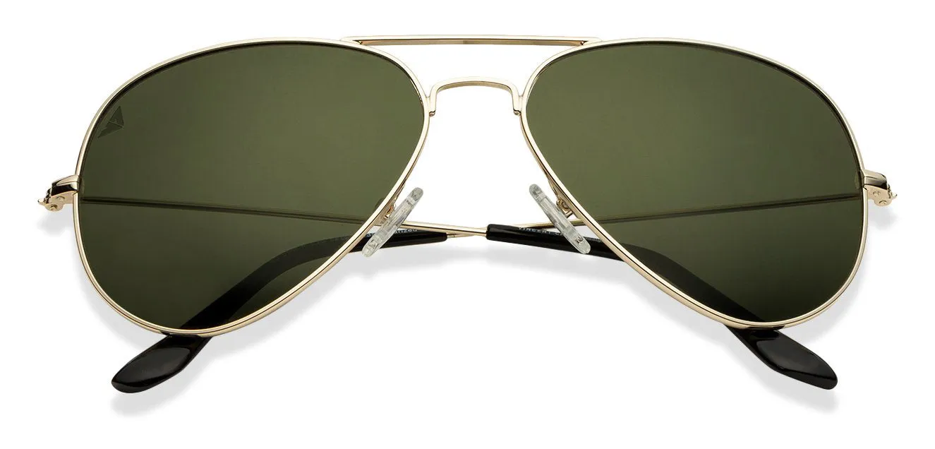 Gold Aviator Full Rim Medium Unisex Sunglasses by Vincent Chase Polarized-123978