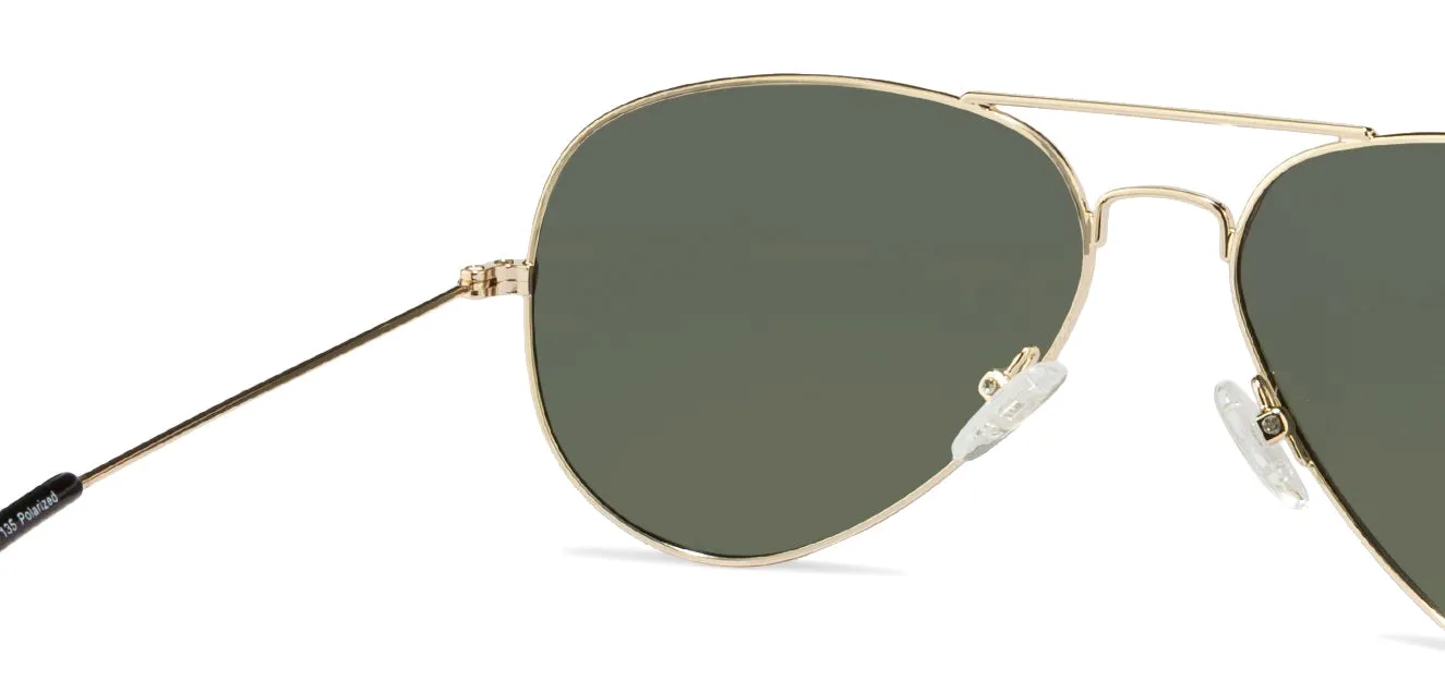 Gold Aviator Full Rim Medium Unisex Sunglasses by Vincent Chase Polarized-123978