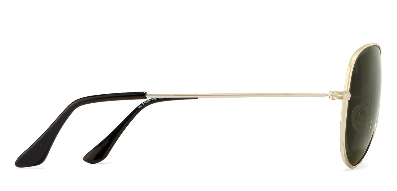 Gold Aviator Full Rim Medium Unisex Sunglasses by Vincent Chase Polarized-123978